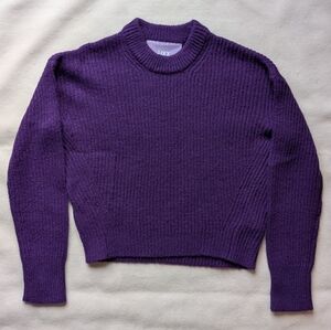 JJXX Women’s Cropped Purple Sweater Fluffy Knit Crew Neck Cozy Size XS